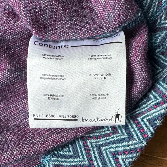 Smartwool Teal and Purple Zigzag Long Sleeve Top - Picture 6 of 7